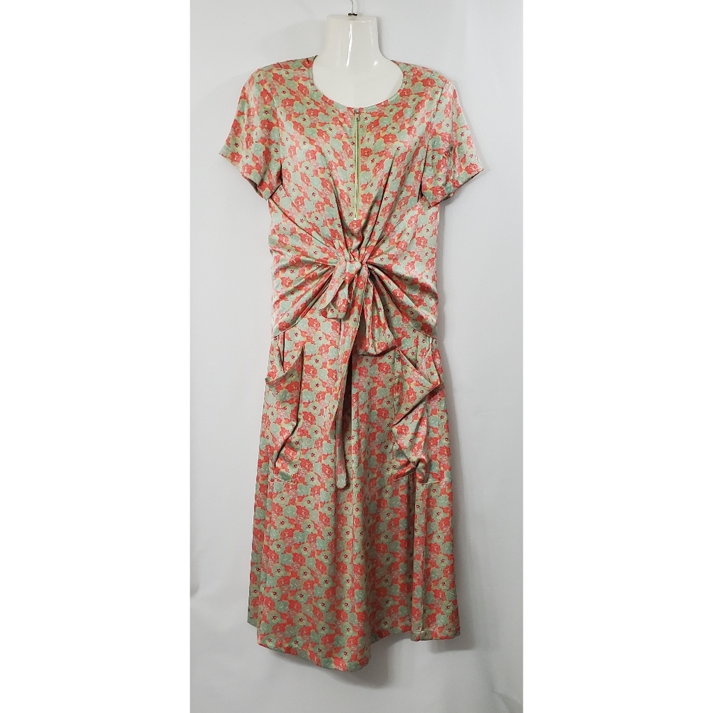 SUNO Floral Silk Dress